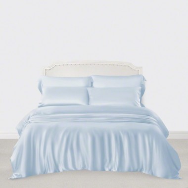 Online Baby Blue 3 PCS 22 Momme Mulberry Silk Duvet Cover Set UK