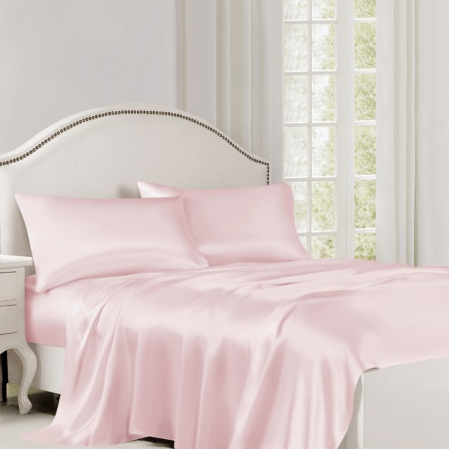 Online Baby Pink 22 Momme Mulberry Silk Flat Sheet UK