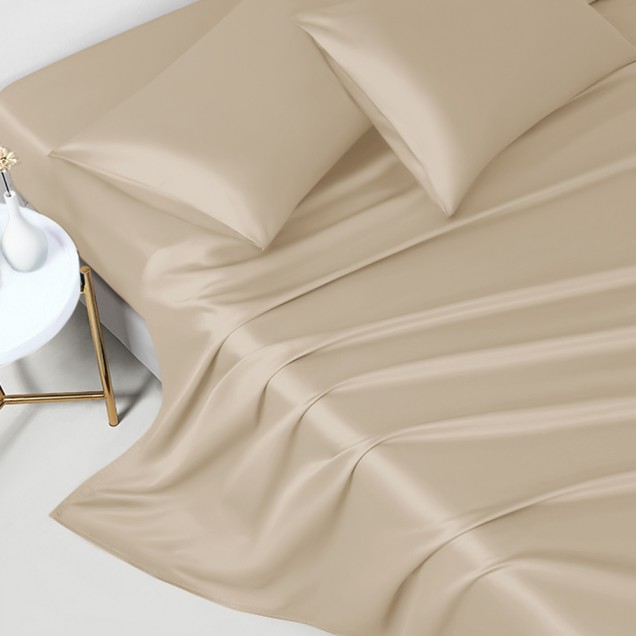 Online Beige 22 Momme Mulberry Silk Flat Sheet UK