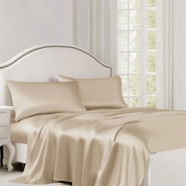 Online Beige 22 Momme Mulberry Silk Flat Sheet UK