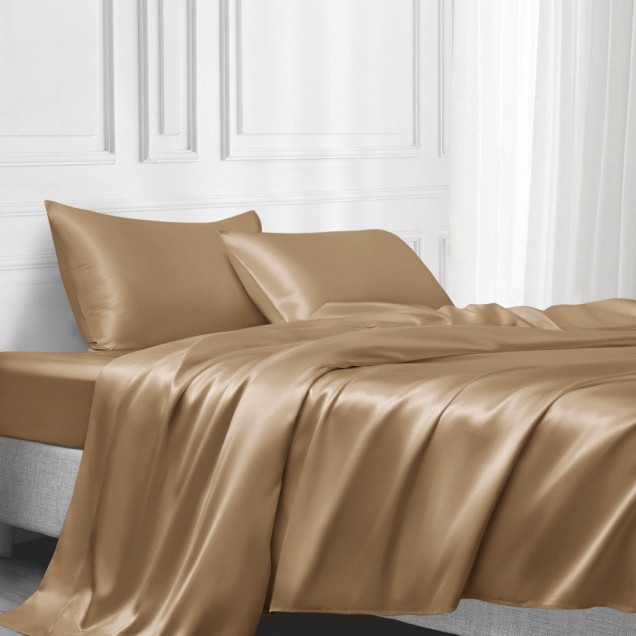 Online Cappuccino 22 Momme Mulberry Silk Flat Sheet UK