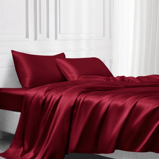 Online Claret 22 Momme Mulberry Silk Flat Sheet UK