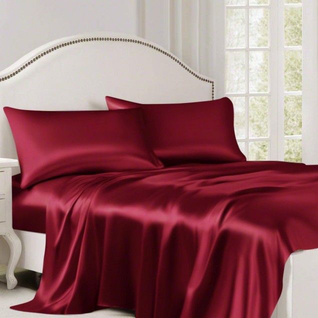 Online Claret 22 Momme Mulberry Silk Flat Sheet UK