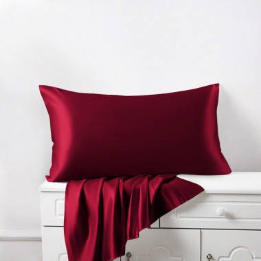 Online Claret 22 Momme Mulberry Zipper Silk Pillowcase UK