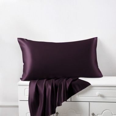 Online Grape 22 Momme Mulberry Zipper Silk Pillowcase UK