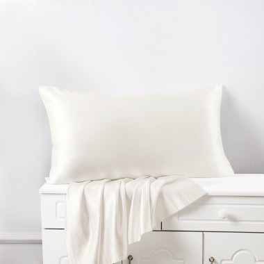 Online Ivory 22 Momme Mulberry Zipper Silk Pillowcase UK