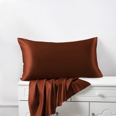 Online Rust Red 22 Momme Mulberry Zipper Silk Pillowcase UK