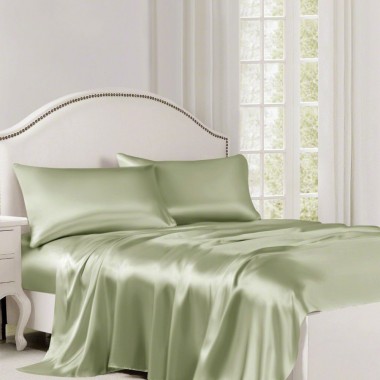 Online Sage Green 22 Momme Mulberry Silk Flat Sheet UK