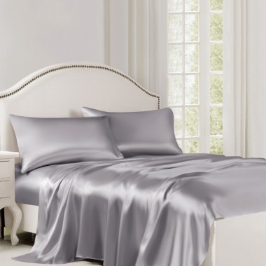 Online Silver 22 Momme Mulberry Silk Flat Sheet UK