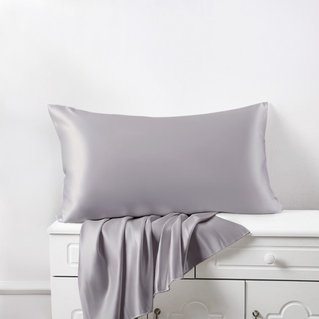 Online Silver 22 Momme Mulberry Zipper Silk Pillowcase UK