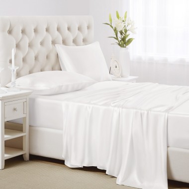 Online White 22 Momme Mulberry Silk Sheet Set UK